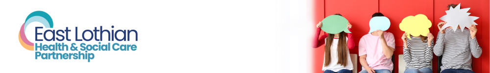 ELHSCP logo.  Image with four people holding blank speech bubbles